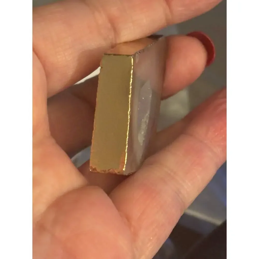 Amethyst Agate Slice Diamond Pendant Gold Tone